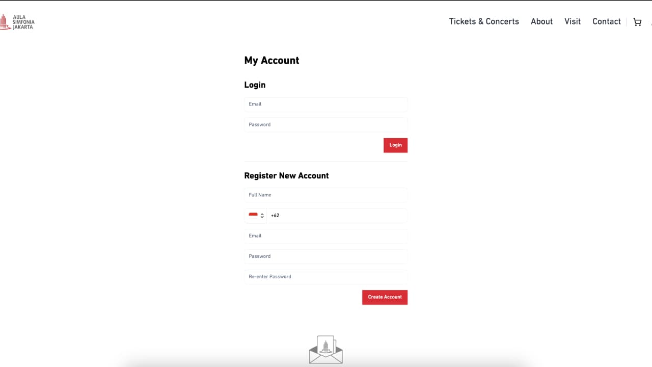 Halaman autentikasi untuk login, registrasi, dan reset password.