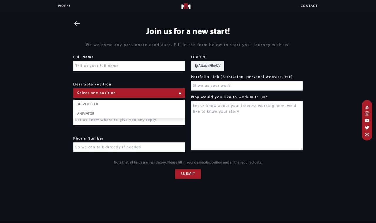 Career form, integrated dengan email admin